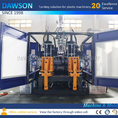 85mm স্ক্রু ব্যাসার্ধ 110kN ক্ল্যাম্পিং ফোর্স প্লাস্টিকের এইচডিপিই লন্ড্রি ডিটারজেন্ট বোতল তৈরি এক্সট্রুশন ব্লো মোল্ডিং মেশিন