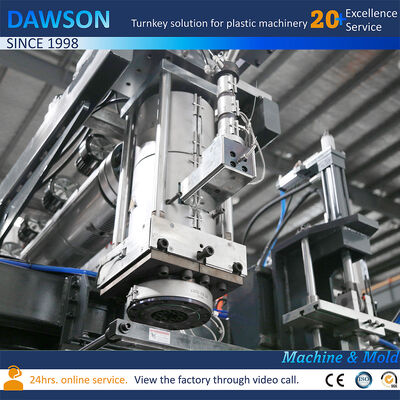 138kw স্ক্রু গরম করার ক্ষমতা 5L 10L জেরি ক্যান এইচডিপিই ব্লো মোল্ডিং ডাবল স্টেশন এক্সট্রুশন ব্লো মোল্ডিং মেশিন ছাঁচ খোলার স্ট্রোক 250600mm